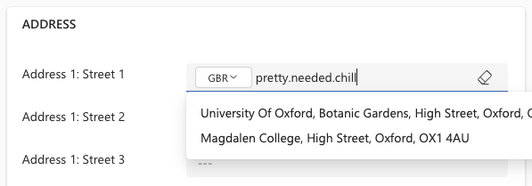 Addresses within 100m