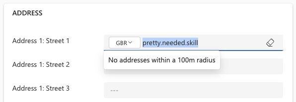 No addresses within 100m