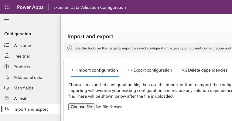 Import configuration