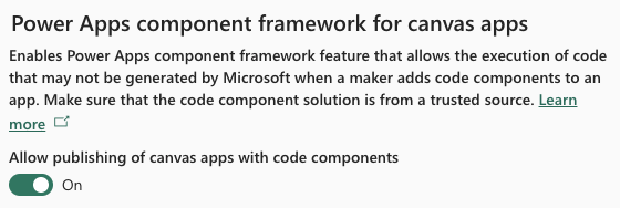 Power Apps component framework for canvas apps