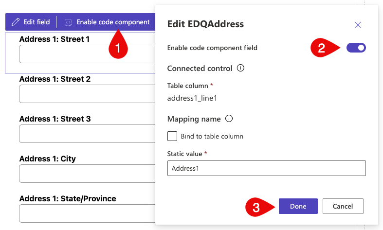 Enable code component