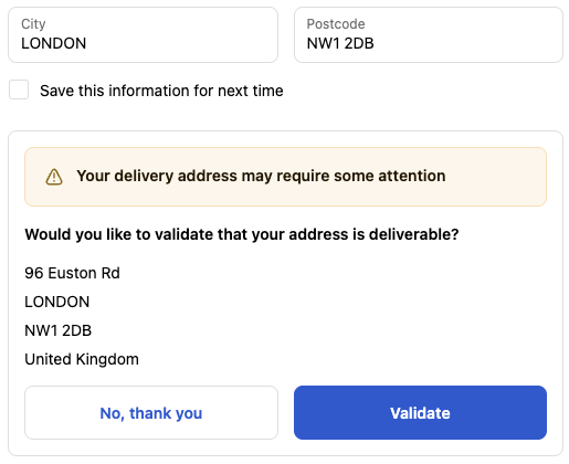 Advanced address verification block